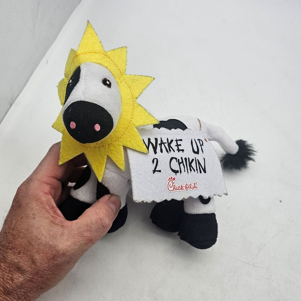 Chick-fil-A Cow Plush Wake Up 2 Chikin Sun Breakfast Mascot 8" Advertising
